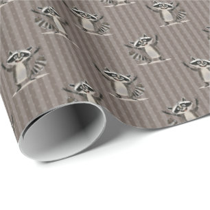 Papier Cadeau Raccoon brun petite échelle pour artisanat ou cade