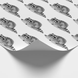 Papier Cadeau Raccoon masqué vintage