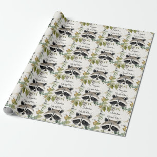 Papier Cadeau Raccoon Wild One Woodland Animal Anniversaire