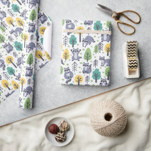 Papier Cadeau Raccoons Joueurs Woodland