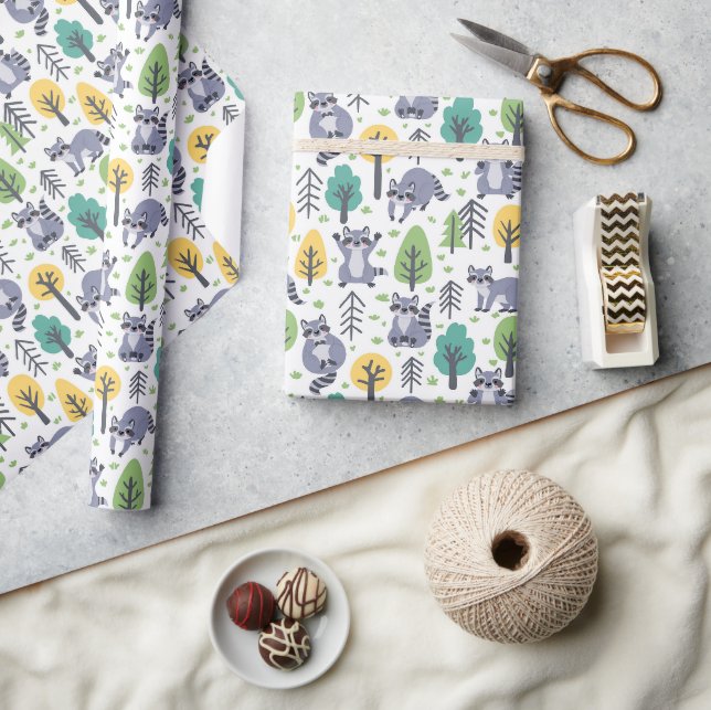 Papier Cadeau Raccoons Joueurs Woodland (Artisanat)