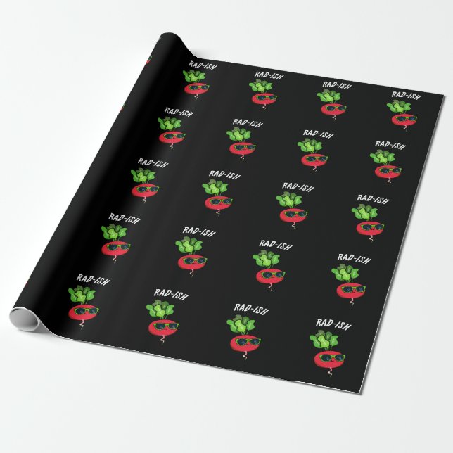 Papier Cadeau Rad ish Funny Vegetable Radish Pun Dark BG (Déroulé)