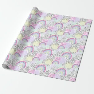 Papier Cadeau Rad Rainbow 90's Style Cute Girl's Birthday Party