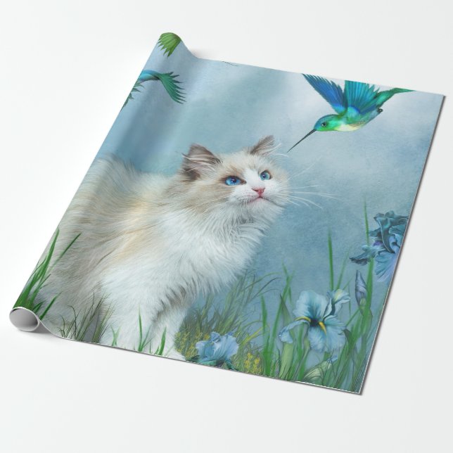 Papier Cadeau Ragdoll Kitty avec l'enveloppe de cadeau d'art de (Déroulé)