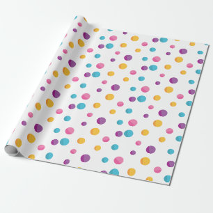 Papier Cadeau Rainbow Confetti Pois fête d'anniversaire