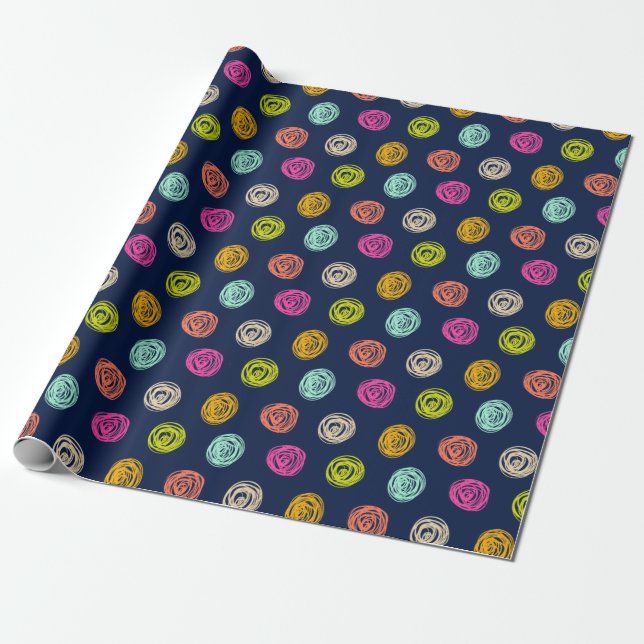 Papier Cadeau Rainbow Doodle Dot Confetti sur le Ballotin de la  (Déroulé)