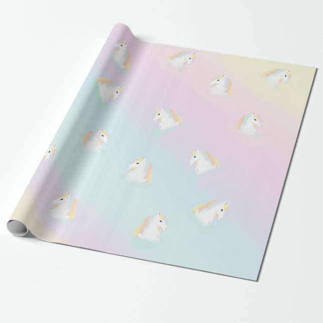 Papier Cadeau Rainbow Horse Unicorn Equestrium Girly (Déroulé)