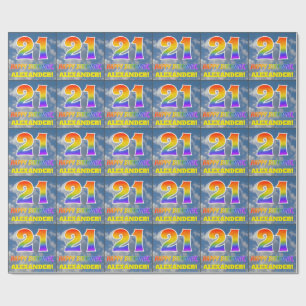 Papier Cadeau Rainbow Look "21" & "HAPPY BANTHDAY", Nuages, Sky