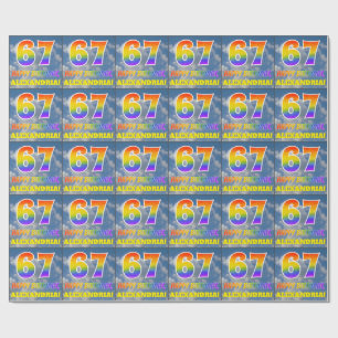 Papier Cadeau Rainbow Look "67" & "HAPPY BANTHDAY", Nuages, Sky