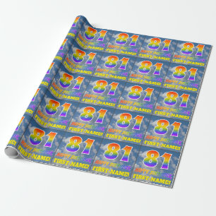Papier Cadeau Rainbow Look "81" & "HAPPY BANTHDAY", Nuages, Sky
