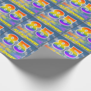 Papier Cadeau Rainbow Look "85" & "HAPPY BANTHDAY", Nuages, Sky