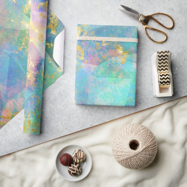 Papier Cadeau Rainbow Ombre et Gold Fire Opal Motif (Artisanat)