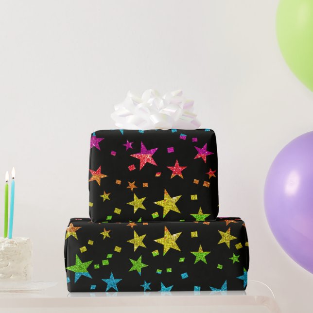 Papier Cadeau Rainbow Parties scintillant étoiles Mariage Noël A (Cadeaux de fête)