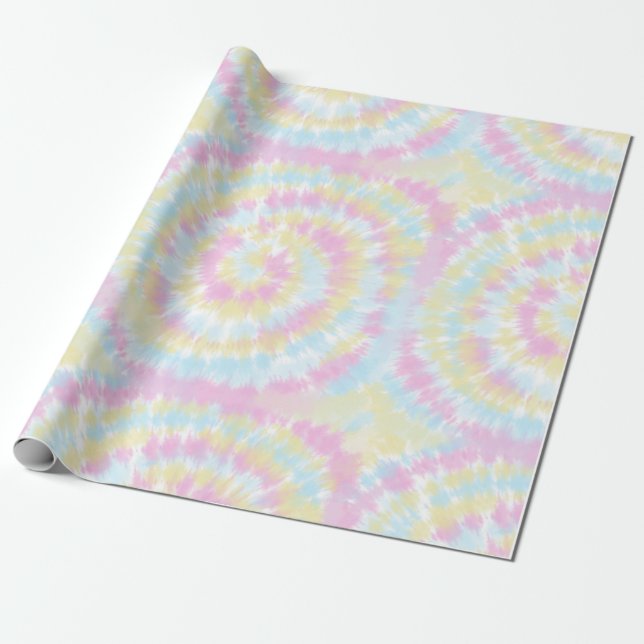 Papier Cadeau Rainbow Pastel Tie Dye (Déroulé)