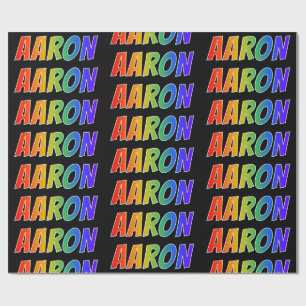 Papier Cadeau Rainbow Prénom "AARON"; Amusant et coloré