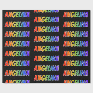 Papier Cadeau Rainbow Prénom "ANGELINA"; Amusant et coloré