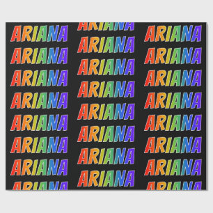 Papier Cadeau Rainbow Prénom "ARIANA"; Amusant et coloré