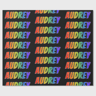 Papier Cadeau Rainbow Prénom "AUDREY"; Amusant et coloré