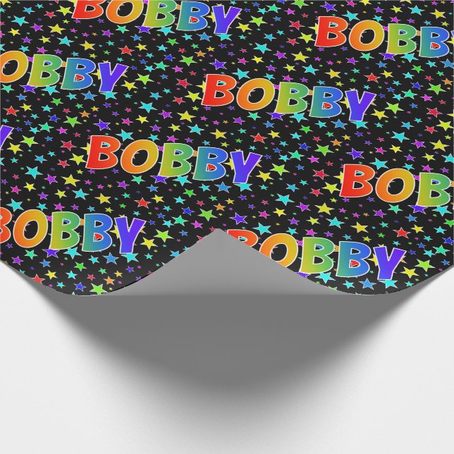 Papier Cadeau Rainbow Prénom "BOBBY" + Stars (Coin)