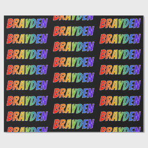 Papier Cadeau Rainbow Prénom "BRAYDEN"; Amusant et coloré