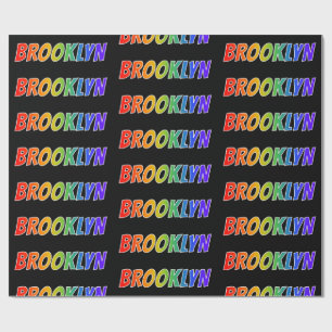Papier Cadeau Rainbow Prénom "BROOKLYN"; Amusant et coloré