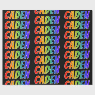 Papier Cadeau Rainbow Prénom "CADEN"; Amusant et coloré