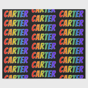 Papier Cadeau Rainbow Prénom "CARTER"; Amusant et coloré