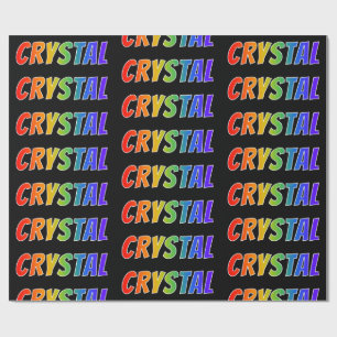Papier Cadeau Rainbow prénom "CRYSTAL"; Amusant et coloré