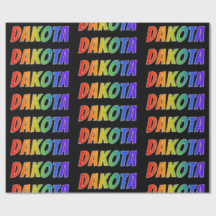 Papier Cadeau Rainbow Prénom "DAKOTA"; Amusant et coloré