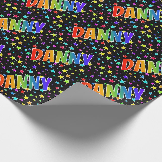 Papier Cadeau Rainbow Prénom "DANNY" + Stars (Coin)