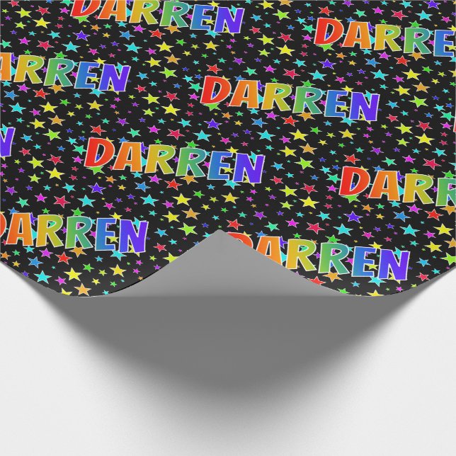 Papier Cadeau Rainbow Prénom "DARREN" + Stars (Coin)