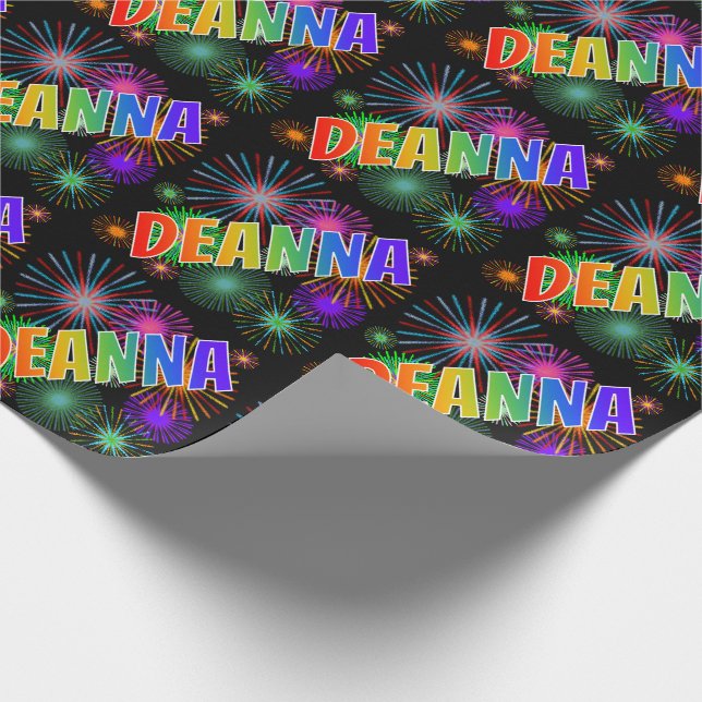 Papier Cadeau Rainbow Prénom "DEANNA" + Fireworks (Coin)