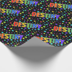 Papier Cadeau Rainbow Prénom "DESTINY" + Stars