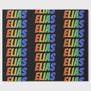 Papier Cadeau Rainbow prénom "ELIAS"; Amusant et coloré