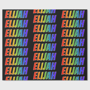 Papier Cadeau Rainbow Prénom "ELIJAH"; Amusant et coloré