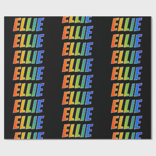 Papier Cadeau Rainbow Prénom "ELLIE"; Amusant et coloré