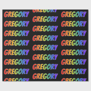 Papier Cadeau Rainbow Prénom "GREGORY"; Amusant et coloré