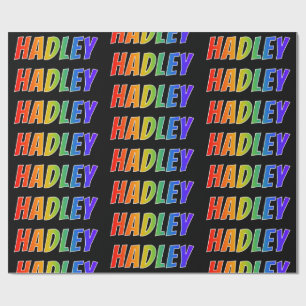 Papier Cadeau Rainbow Prénom "HADLEY"; Amusant et coloré