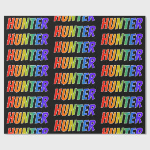 Papier Cadeau Rainbow Prénom "HUNTER"; Amusant et coloré