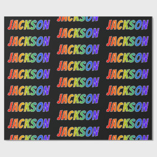 Papier Cadeau Rainbow Prénom "JACKSON"; Amusant et coloré