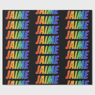 Papier Cadeau Rainbow Prénom "JAIME"; Amusant et coloré