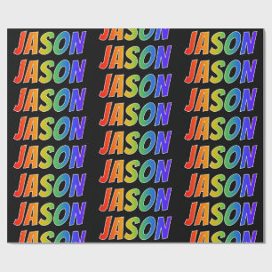Papier Cadeau Rainbow Prénom "JASON"; Amusant et coloré