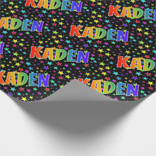 Papier Cadeau Rainbow Prénom "KADEN" + Stars