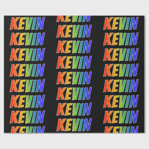 Papier Cadeau Rainbow Prénom "KEVIN"; Amusant et coloré