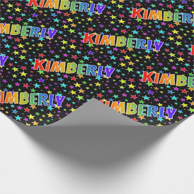 Papier Cadeau Rainbow Prénom "KIMBERLY" + Stars (Coin)