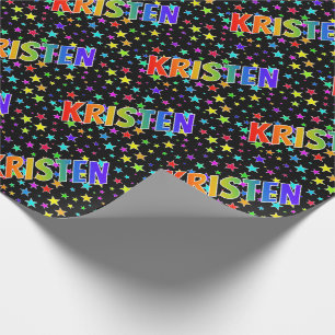 Papier Cadeau Rainbow Prénom "KRISTEN" + Stars