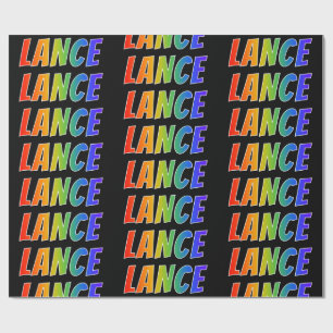 Papier Cadeau Rainbow Prénom "LANCE"; Amusant et coloré
