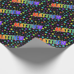Papier Cadeau Rainbow Prénom "MATTHEW" + Stars