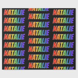 Papier Cadeau Rainbow Prénom "NATALIE"; Amusant et coloré