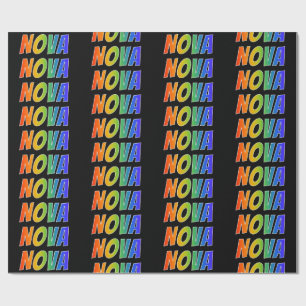 Papier Cadeau Rainbow Prénom "NOVA"; Amusant et coloré